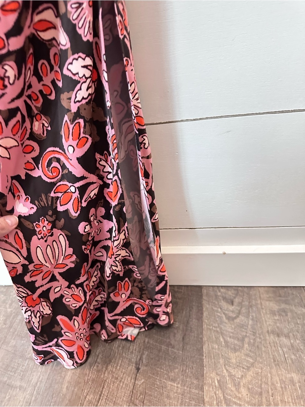 NEW Loft 12 Floral Bias brown-pink front slit satin slip maxi dress romantic - Picture 4 of 12